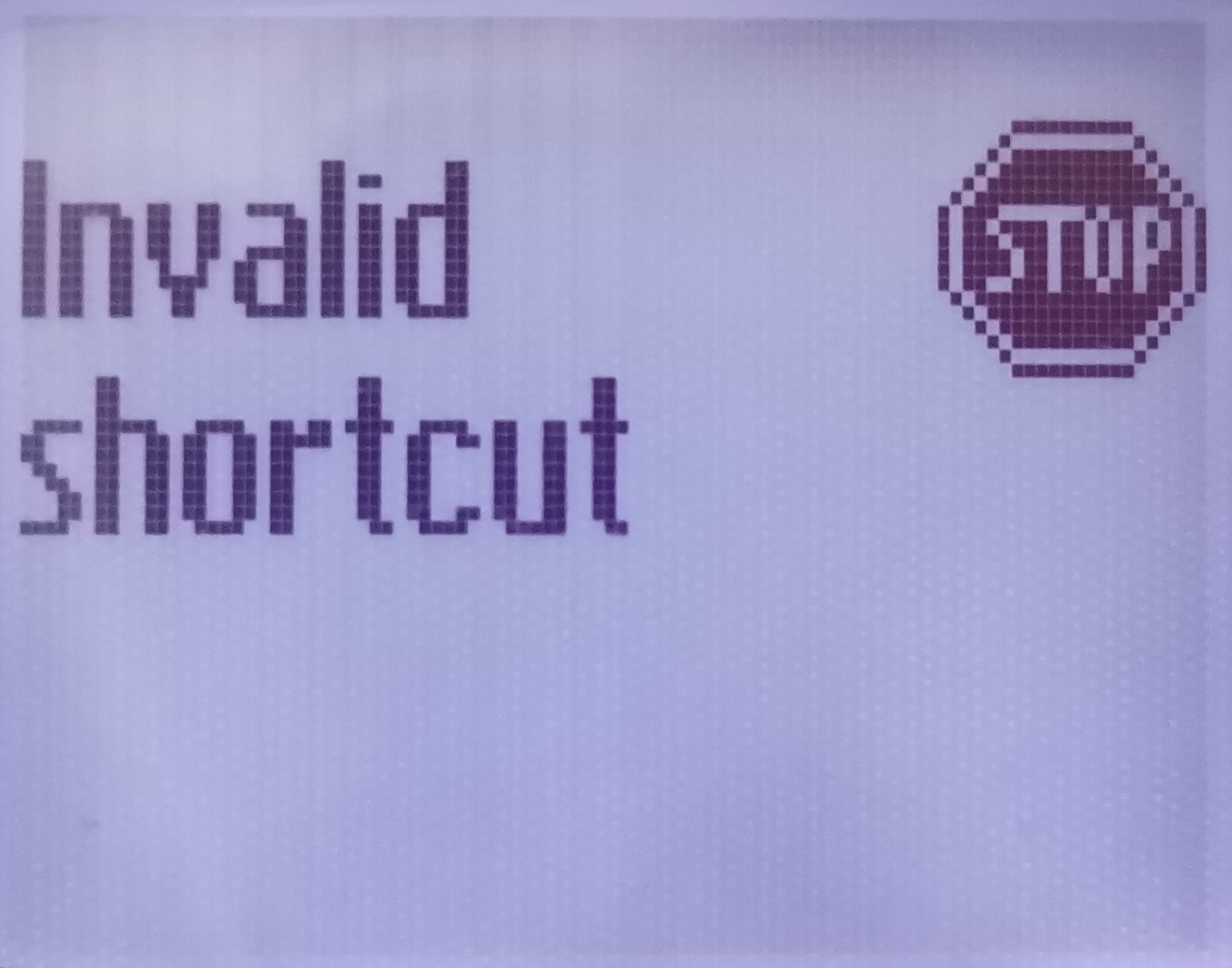 Invalid shorcut